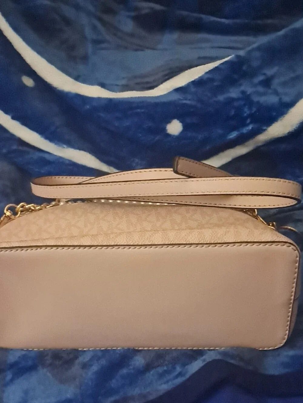 Michael Kors Blush Pink and Cream Logo Chain Crossbody Bag